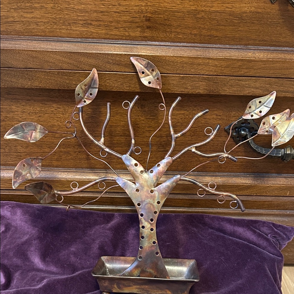 Vintage Metallic Tree Jewelry Holder and dish